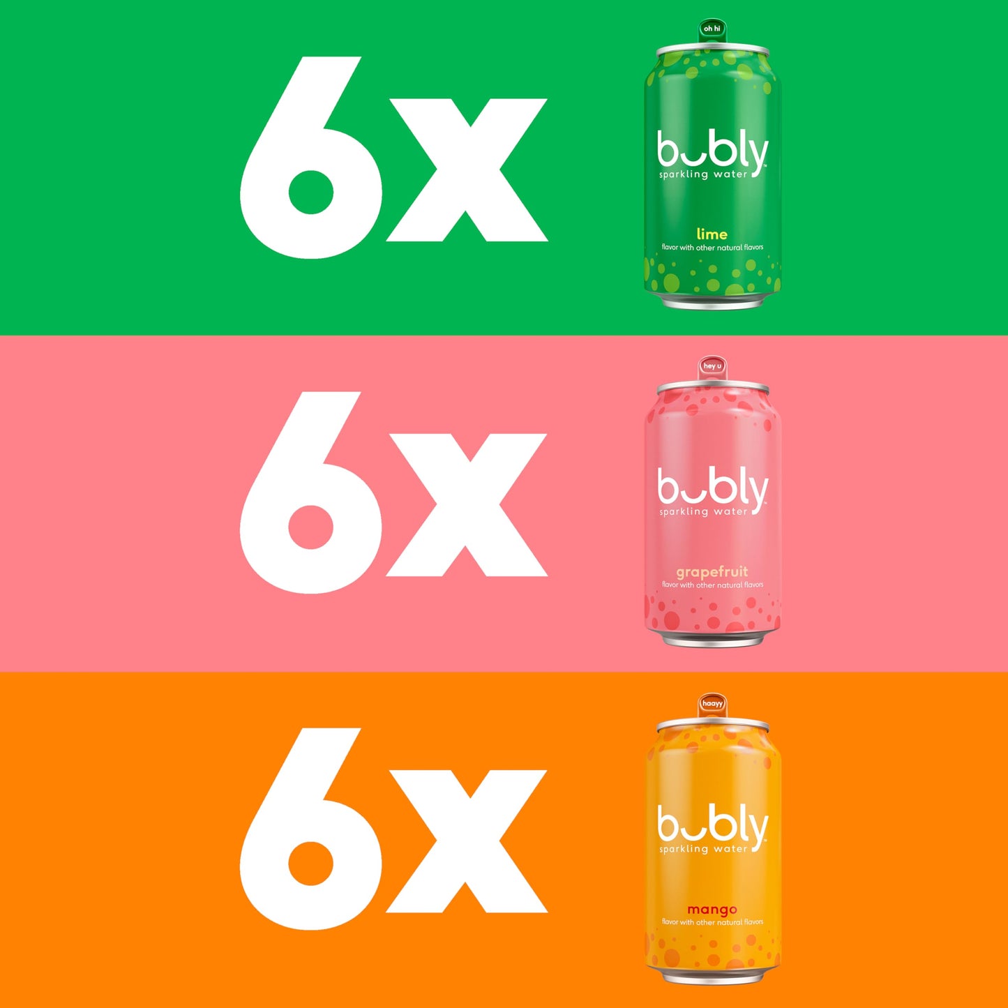 bubly Sparkling Water,Tropical Thrill 3 Flavor Variety Pack (Lime,Grapefruit,Mango),Zero Sugar & Zero Calories,Seltzer Water,12 Fl Oz Cans,(Pack of 36)