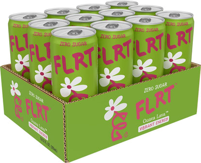FLRT Energy, Guava Lava, Clean Energy, Energy Drink, 12 Fl Oz (Pack of 12)