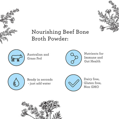 Nutra Organics Beef Broth Low Sodium Powder - Hearty Original Flavor Beef Bouillon and Sipping Broth For Cooking, Immune, Joint and Gut Health (3.5oz)