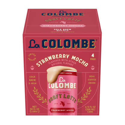 La Colombe Coffee, Strawberry Mocha Cold Brew Draft Latte, 9 fl oz Cans, 4 Pack
