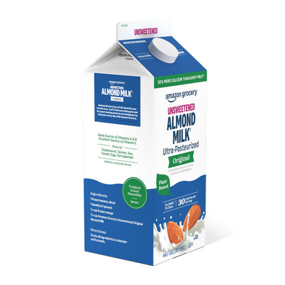 Amazon Grocery, Original Unsweetened Almond Milk, 64 Fl Oz