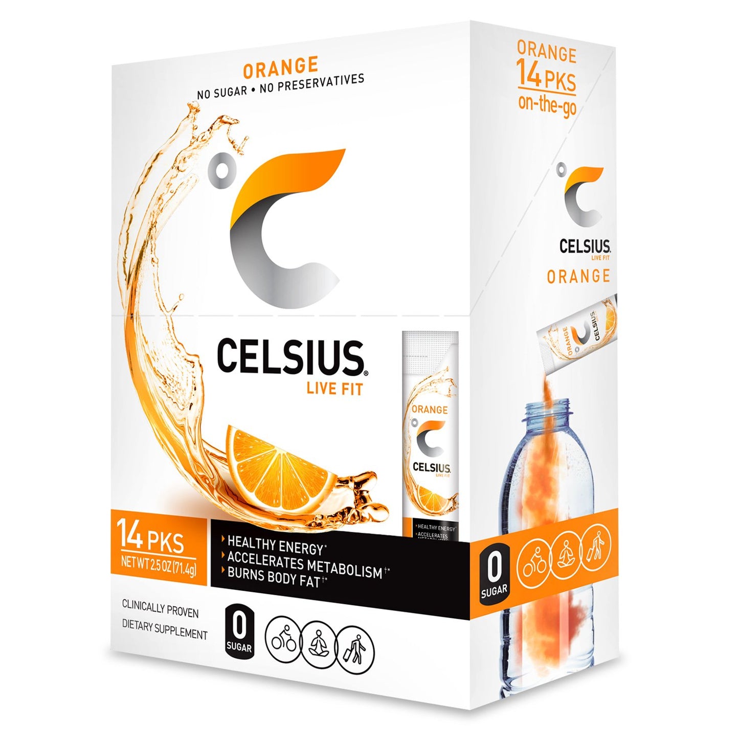 CELSIUS® Zero Sugar Energy Drink & Powder Stick Bundle, Orange