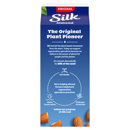 Silk Almond Milk, Original, Dairy Free, Gluten Free, Seriously Creamy Vegan Milk with 50% More Calcium than Dairy Milk, 64 FL OZ Half Gallon