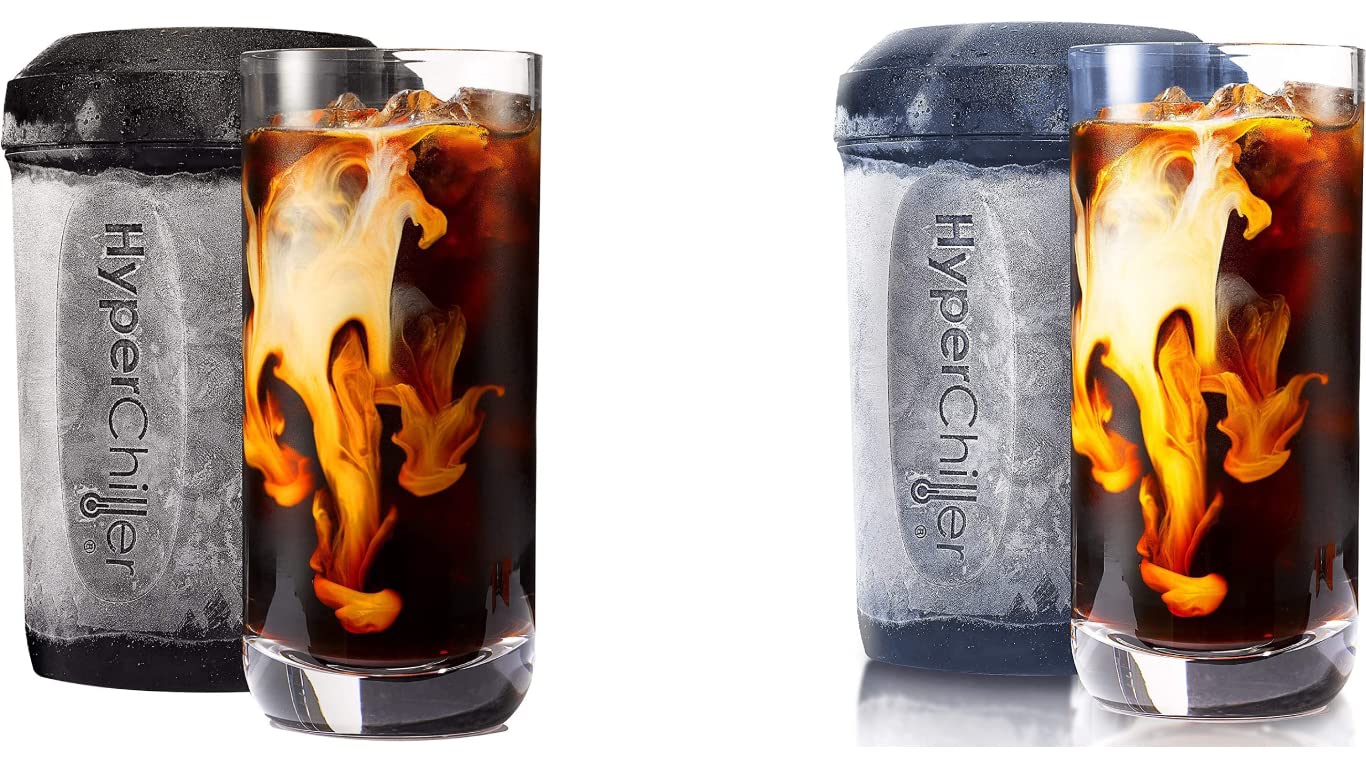 Bundle of HyperChiller HC2 Patented Iced Coffee/Beverage Cooler, 12.5 Oz, Black + HyperChiller HC2BG Patented Iced Coffee/Beverage Cooler, 12.5 Oz, Slate Blue, Reusable for Iced Tea, Wine, Alcohol
