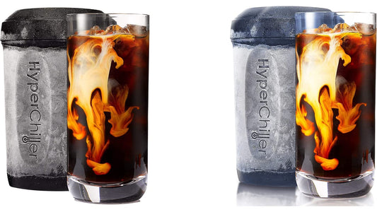 Bundle of HyperChiller HC2 Patented Iced Coffee/Beverage Cooler, 12.5 Oz, Black + HyperChiller HC2BG Patented Iced Coffee/Beverage Cooler, 12.5 Oz, Slate Blue, Reusable for Iced Tea, Wine, Alcohol