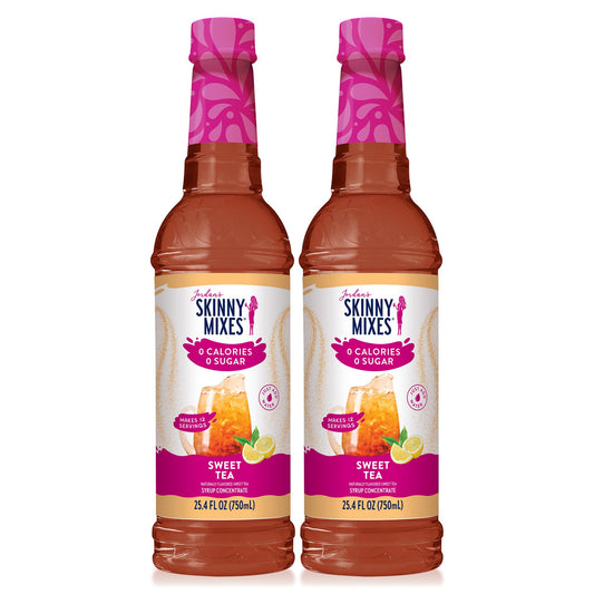 Jordan's Skinny Mixes Sugar Free Syrup, Sweet Tea Flavor, Fruit Flavored Water Enhancer, Drink Mix for Iced Tea, Lemonade, Drinks, Low Calorie Water Flavoring, Dairy & Gluten Free, Kosher, 25.4 Fl Oz, 2 Pack