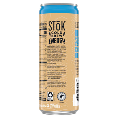 SToK Cold Brew Energy Vanilla Cream, Energy Coffee Beverage with 195mg Caffeine to Help Support Focus, Canned Coffee with B-Vitamins, Guarana and Ginseng,11 fl oz, 12pk
