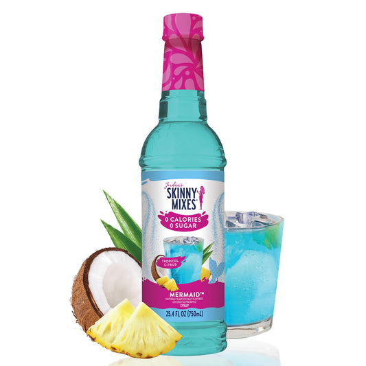 Jordan's Skinny Mixes Sugar Free Syrup, Mermaid Flavor, Fruit Flavored Water Enhancer, Drink Mix for Ice Tea, Lemonade & More, Zero Calorie Flavoring, Keto Friendly, 25.4 Fl Oz, 1 Pack