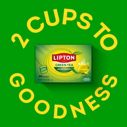 Lipton Decaffeinated Green Tea Bags, Unsweetened Teabags for Decaf Hot Tea or Decaf Iced Tea with Flavonoids, 40 Total Tea Bags