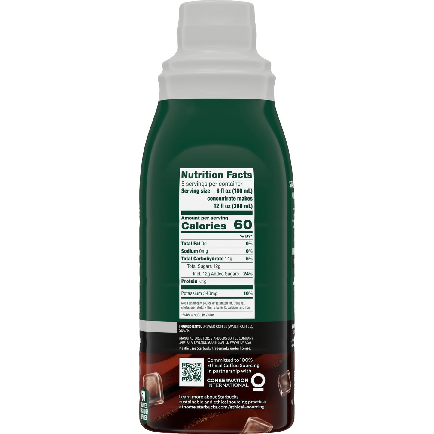 Starbucks Cold Brew Coffee Concentrate, Sweetened Signature Black Iced Coffee, 32 fl oz