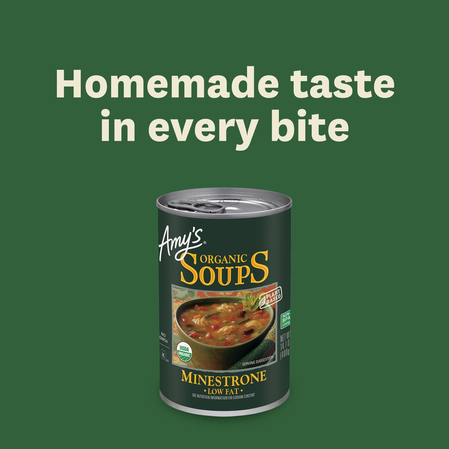 Amy's Soup, Vegan Hearty Minestrone, Made With Organic Vegetables, Beans and Pasta in Tomato Broth, Canned Soup, 14.1 Oz (12 Pack)