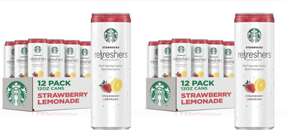 Starbucks,Refreshers with Coconut Water,Strawberry Lemonade,12 fl Oz. Cans,(Pack of 24)