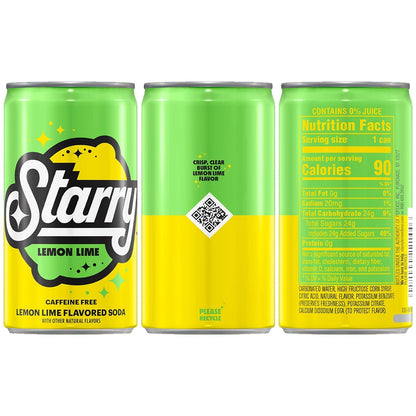 Starry Lemon Lime Soda, 7.5oz Mini Cans (10 Pack)