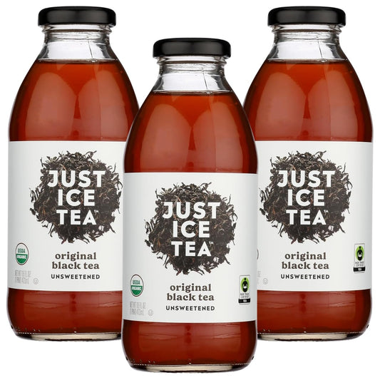Just Ice Tea Original Black Organic 16 FO – Organic Bottle Drink – Iced Tea and Beverage – Pure Black for Ice Drinks – Ready to Drink Te and Teas – Pack of 3
