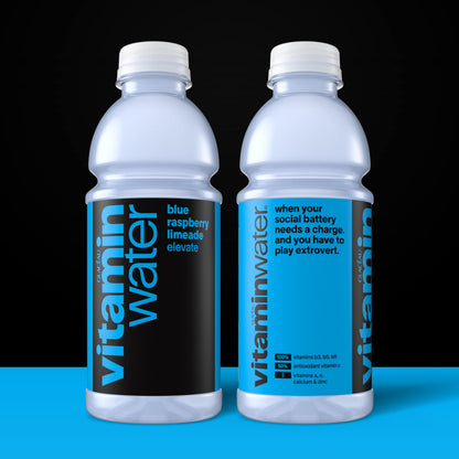 vitaminwater Blue Raspberry Limeade Elevate Nutrient Enhanced Water Beverage 20 oz. 12 pack