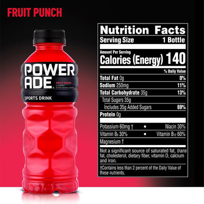 Powerade Liquid Hydration Energy Drink, Fruit Punch, 20 Oz ( 24 Count )