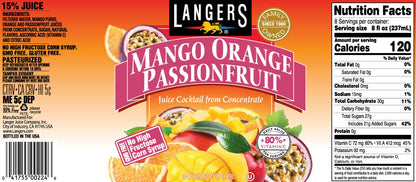 Langers Tropical Variety Pack, Mango Orange Passionfruit, Pineapple Orange Guava, Island Blend, Mongo Mango, 64 fl oz (Pack of 4)