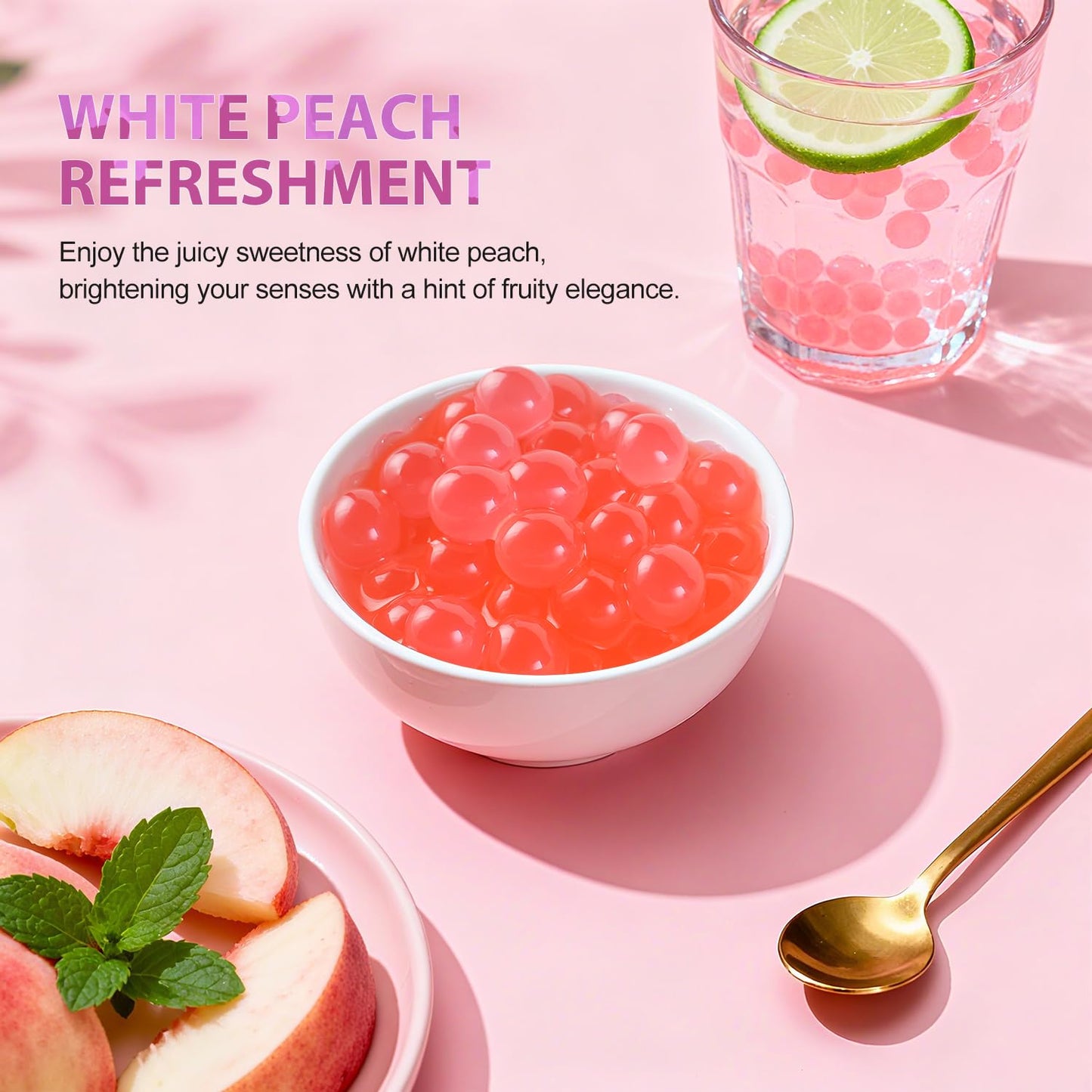 Soeos Popping Boba, 1.2 lbs, 550g (Strawberry, Blueberry & Peach) Pack of 3 – Bursting Fruit Flavor Pearls for Drinks, Desserts & Toppings