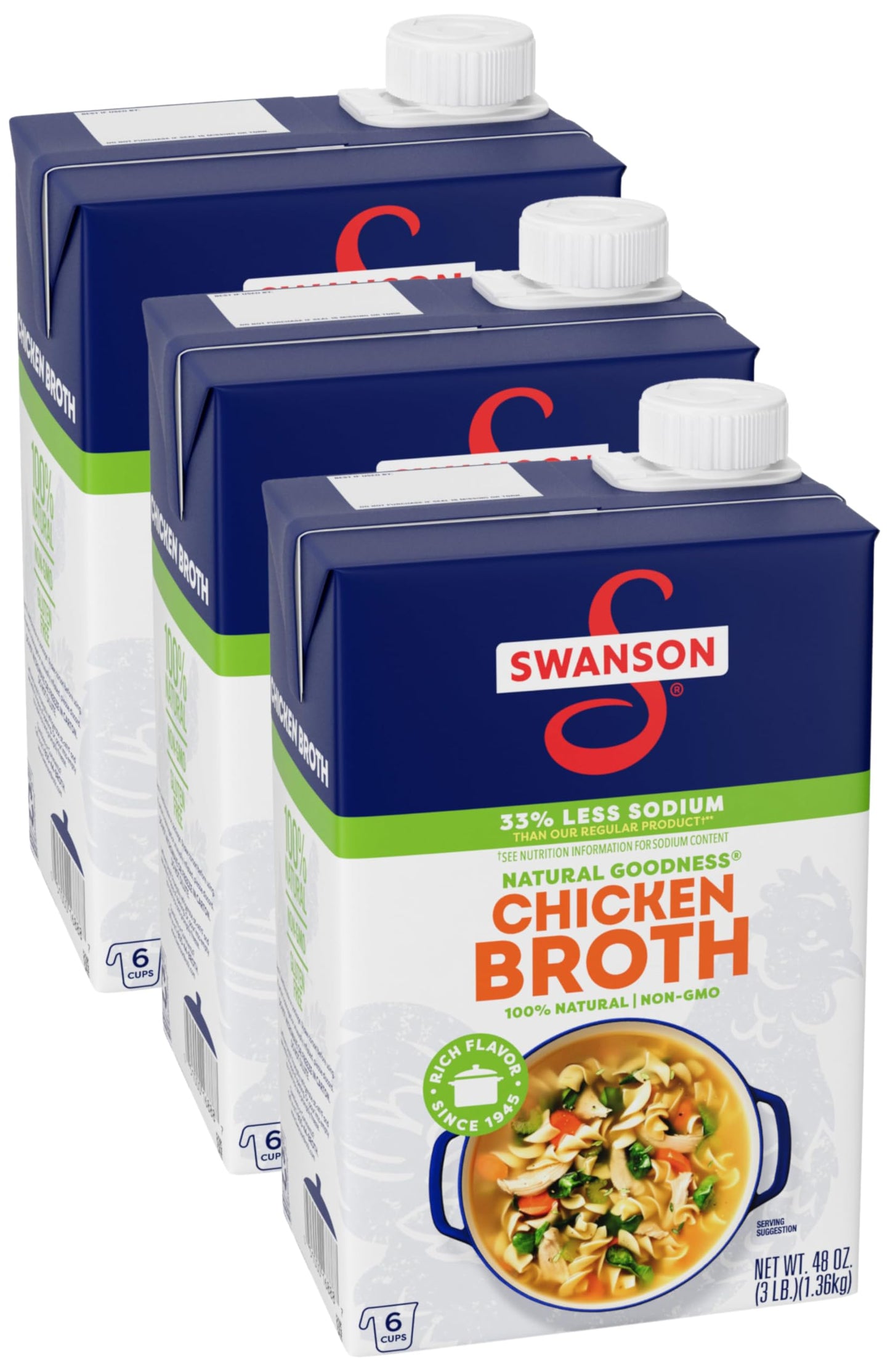 SWANSON S Natural Goodness Chicken Broth, 48 oz Carton (Pack of 3)