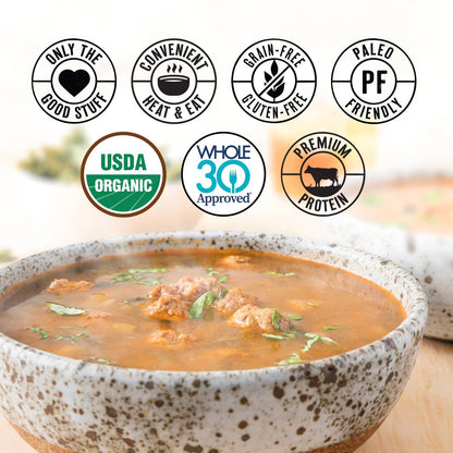 True Primal Savory Wedding Organic Soup 8-pack, Ready to eat, Gluten free, Paleo, Grass-fed beef, Whole30, Keto, Bone broth