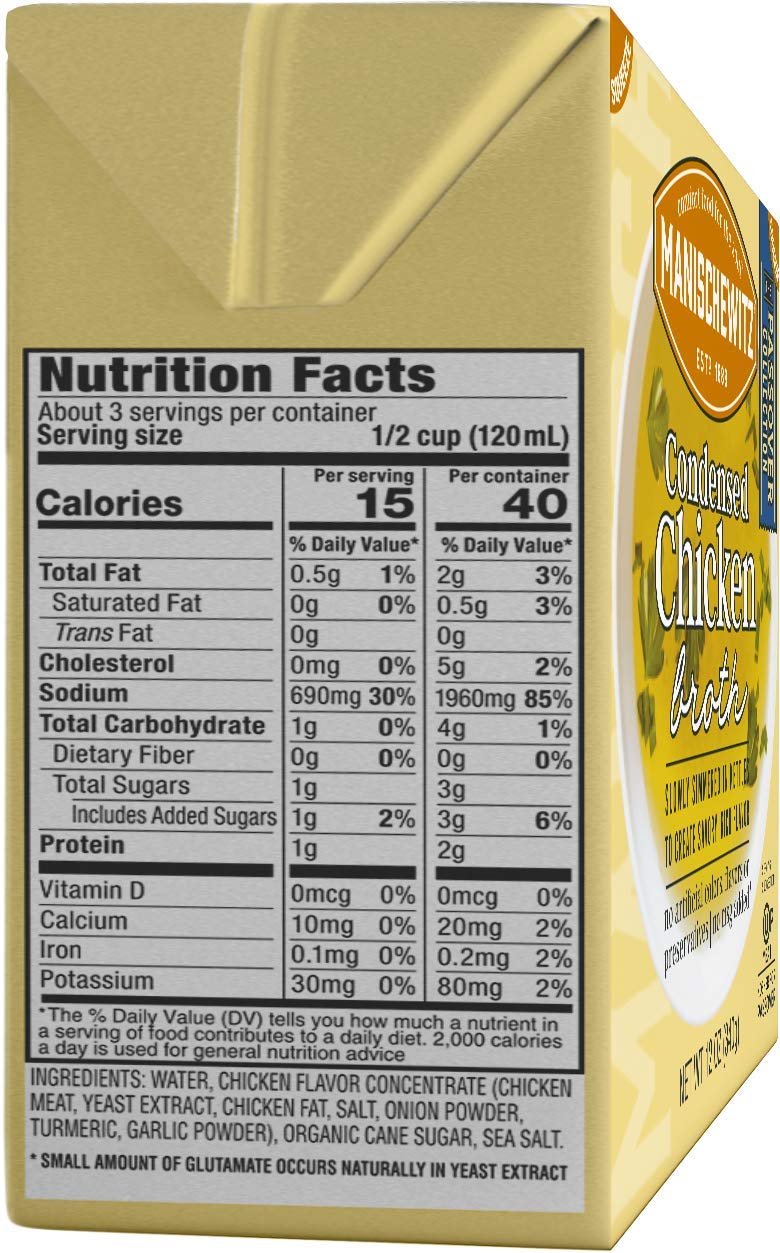 Manischewitz Condensed Chicken Broth 12oz (6 Pack), Flavorful, Kettle Cooked, Slowly Simmered