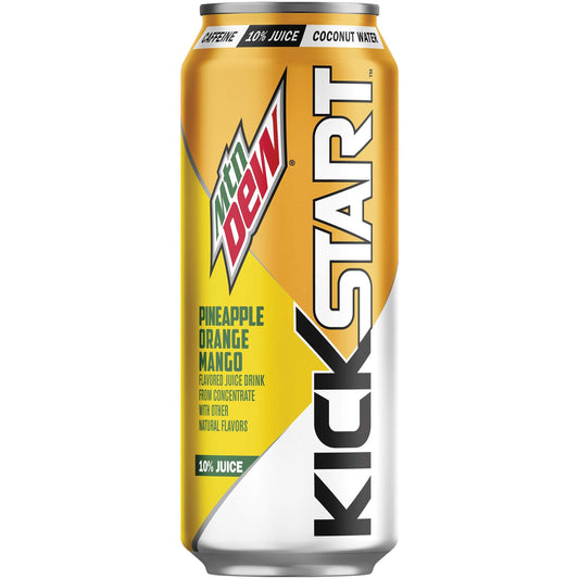 Mountain Dew Kickstart, Pineapple Orange Mango, 16 Fl Oz (Pack of 6)