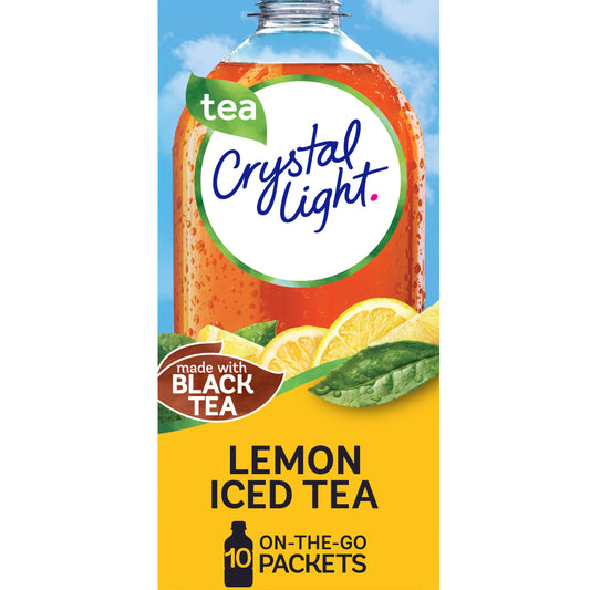 Crystal Light Sugar-Free Lemon Iced Tea On-The-Go Powdered Drink Mix 10 Count, Pack of 1
