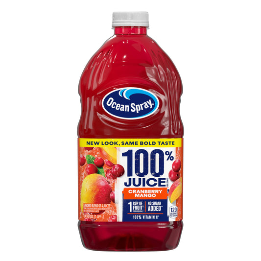Ocean Spray® 100% Juice Cranberry Mango Juice Blend, 64 Fl Oz Bottle (Pack of 8)