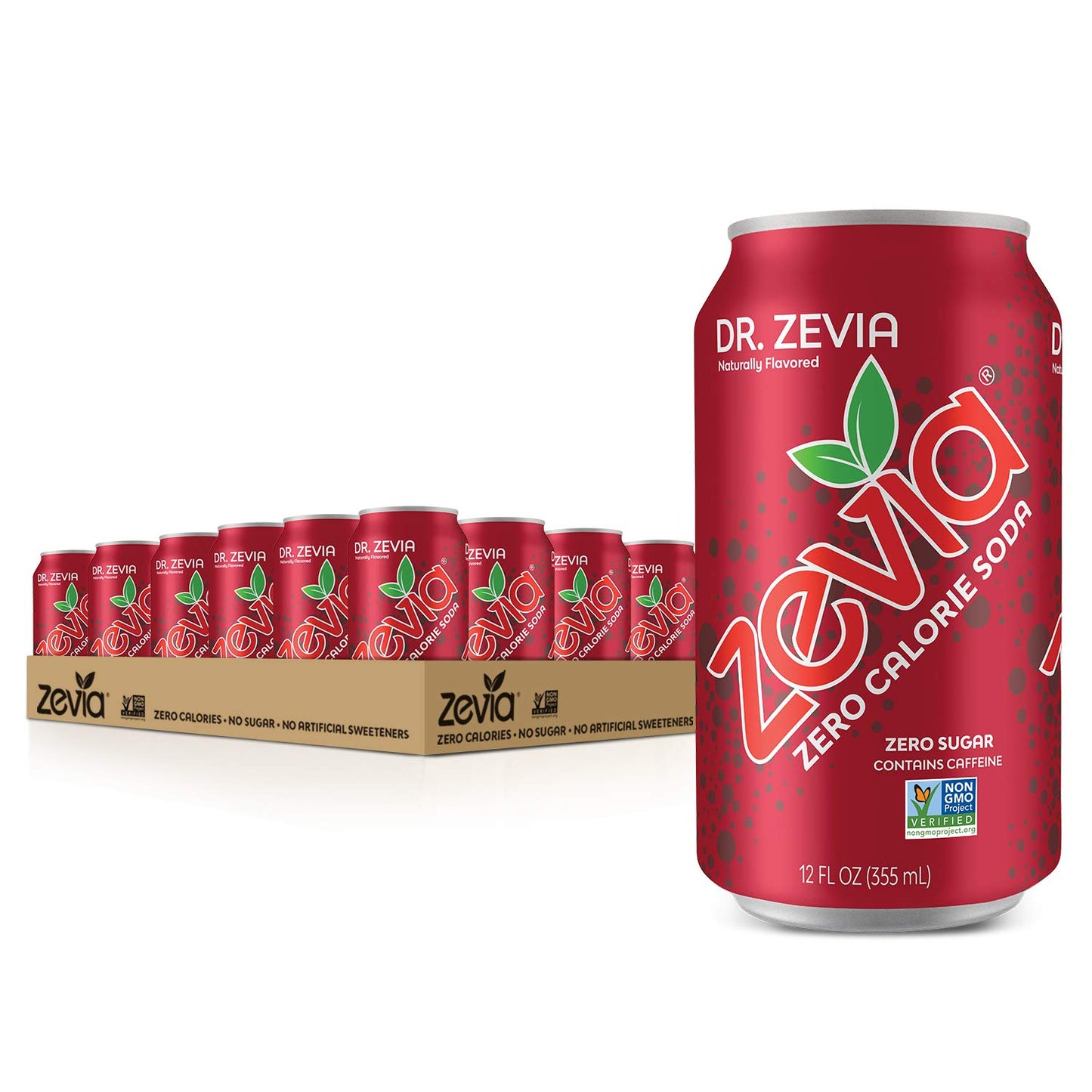 Zevia Zero Calorie Sodas Variety Pack, Dr Zevia (24 Cans) and Cherry Cola (Pack of 12 Cans)