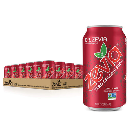 Zevia Zero Calorie Sodas Variety Pack, Dr Zevia (24 Cans) and Cherry Cola (Pack of 12 Cans)