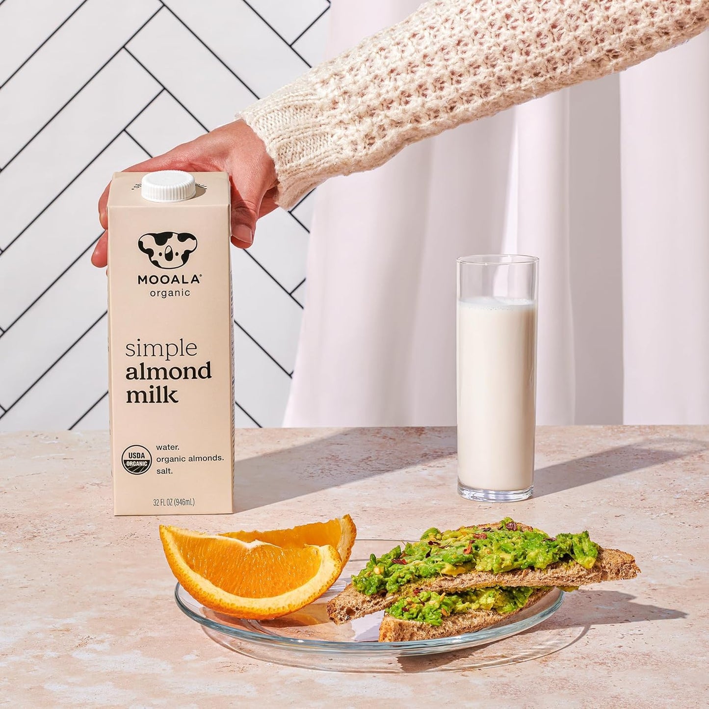 Mooala Organic Simple Almond Milk, 32oz - 3 Ingredient, Shelf Stable, No Gums, No Oils, No Fillers, Unsweetened, Non-GMO, No Additives, Dairy Free Plant Based Milk