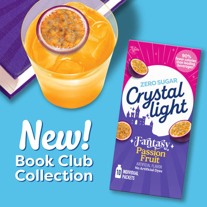 Crystal Light Drink Mix, 10 Individual Packets, Hydration for Book Lovers and Fantasy Readers, Passion Fruit Artificial Flavor, Zero Sugar, No Artificial Dyes, 0.12 oz