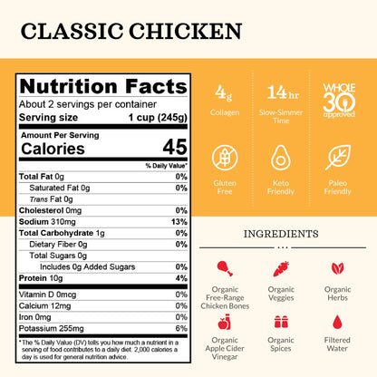 Chicken Bone Broth Soup by Kettle and Fire, Pack of 4, Keto Diet, Paleo Friendly, Whole 30 Approved, Gluten Free, with Collagen, 10g of protein,16.9 Oz (Pack of 4)