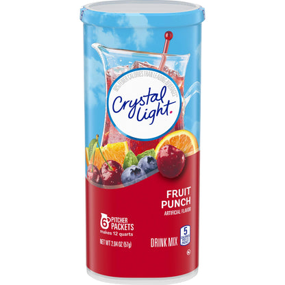 Crystal Light Sugar-Free Fruit Punch and Strawberry Orange Banana Low Calorie Powdered Drink Mix Pitcher Packets (144 Count)