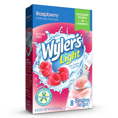 Wyler's Light Singles Water Drink Mix To Go Powder Packets, Raspberry, 8 Count