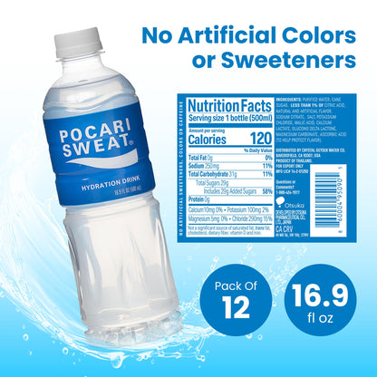 Pocari Sweat PET Bottles - The Water and Electrolytes that Your Body Needs, Japans Favorite Hydration Drink, Now in the USA, Clear, 500 ml, 12 Pack