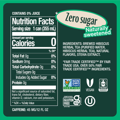 ZEVIA Organic Caffeine Free Sweetened Hibiscus Passionfruit Tea, 12 FZ