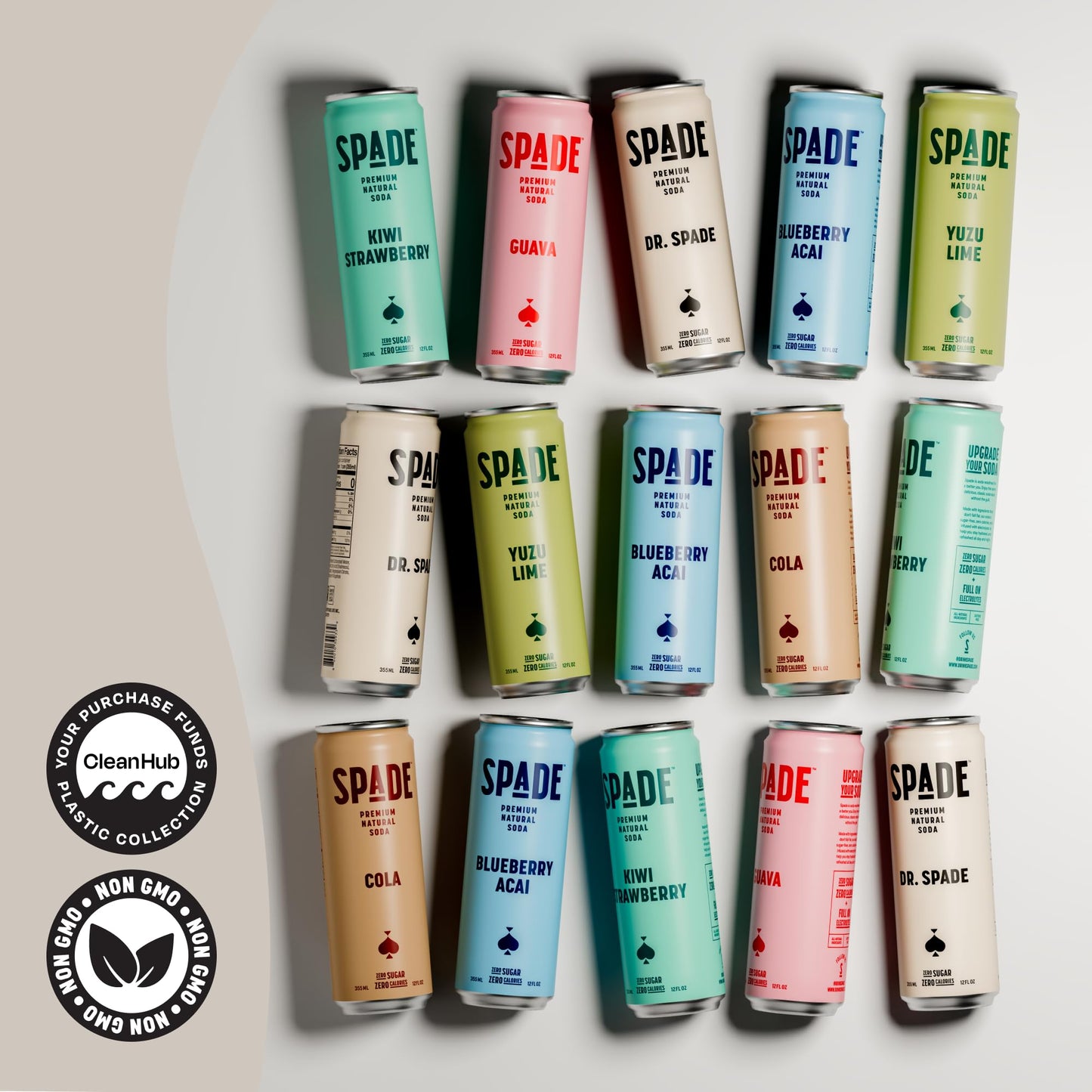 Spade Soda Dr. Spade 12 Pack, Premium All-Natural, No Sugar, No Calories, Electrolytes, Magnesium, Potassium, Healthy Non GMO, Sweet Stevia, No Artificial Sweeteners, Great Taste, Bold Taste