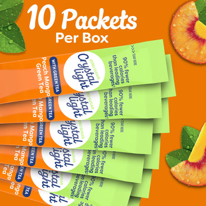 Crystal Light Drink Mix, 10 Packets, for Convenient On-the-Go Flavorful Hydration, Naturally flavored with other natural flavor Peach Mango Green Tea, Zero Sugar, 0.8 oz