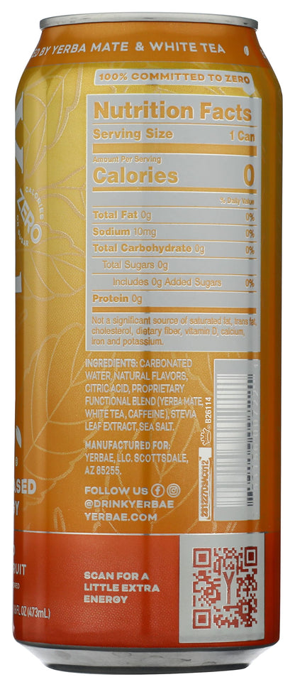 Yerbaé Mango Passionfruit Sparkling Water (six 16 oz cans) only 30 calories per can.