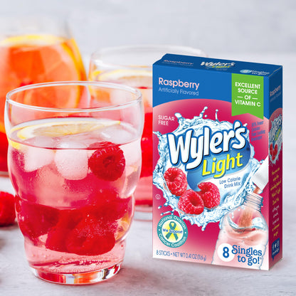 Wyler's Light Singles Water Drink Mix To Go Powder Packets, Raspberry, 8 Count