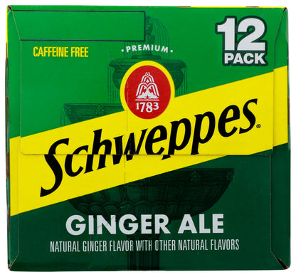 Schweppes Ginger Ale Soda, 12 fl oz cans, 12 pack