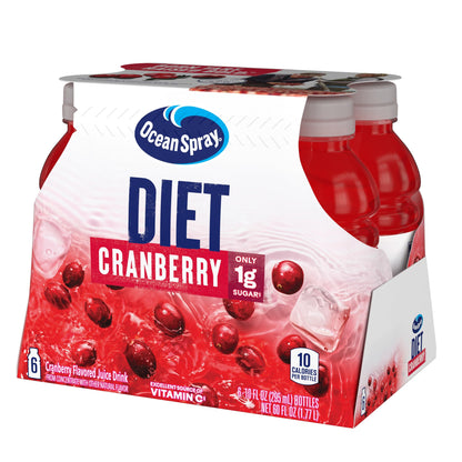 Ocean Spray Diet Cranberry Juice, 10 Fl Oz | 6 Count Bottles | Pack of 4