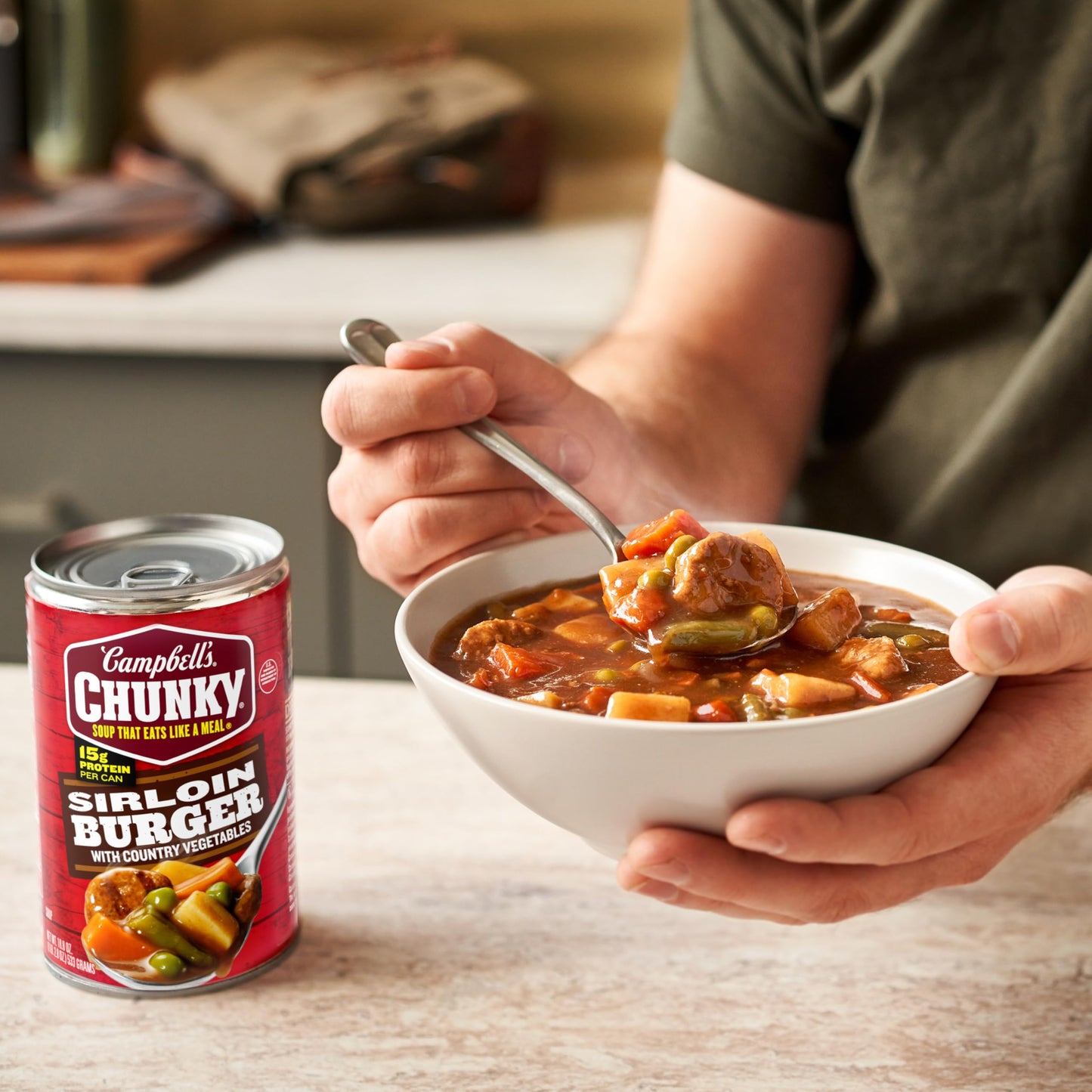 Campbell’s Chunky Soup, Sirloin Burger With Country Vegetables Beef Soup, 18.8 oz Can