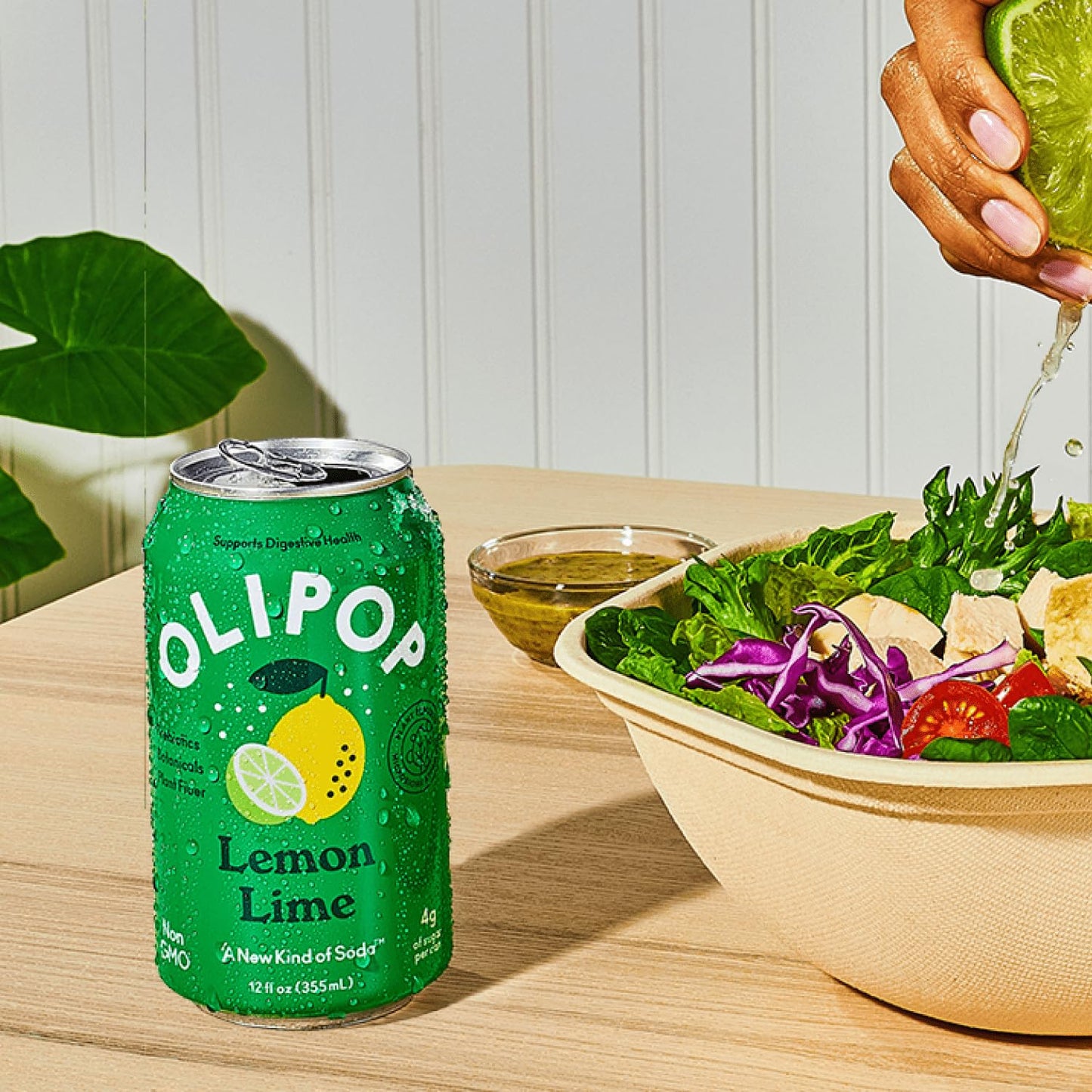 OLIPOP Prebiotic Soda Pop, Lemon Lime, Prebiotics, Botanicals, Plant Fiber, 12 fl oz