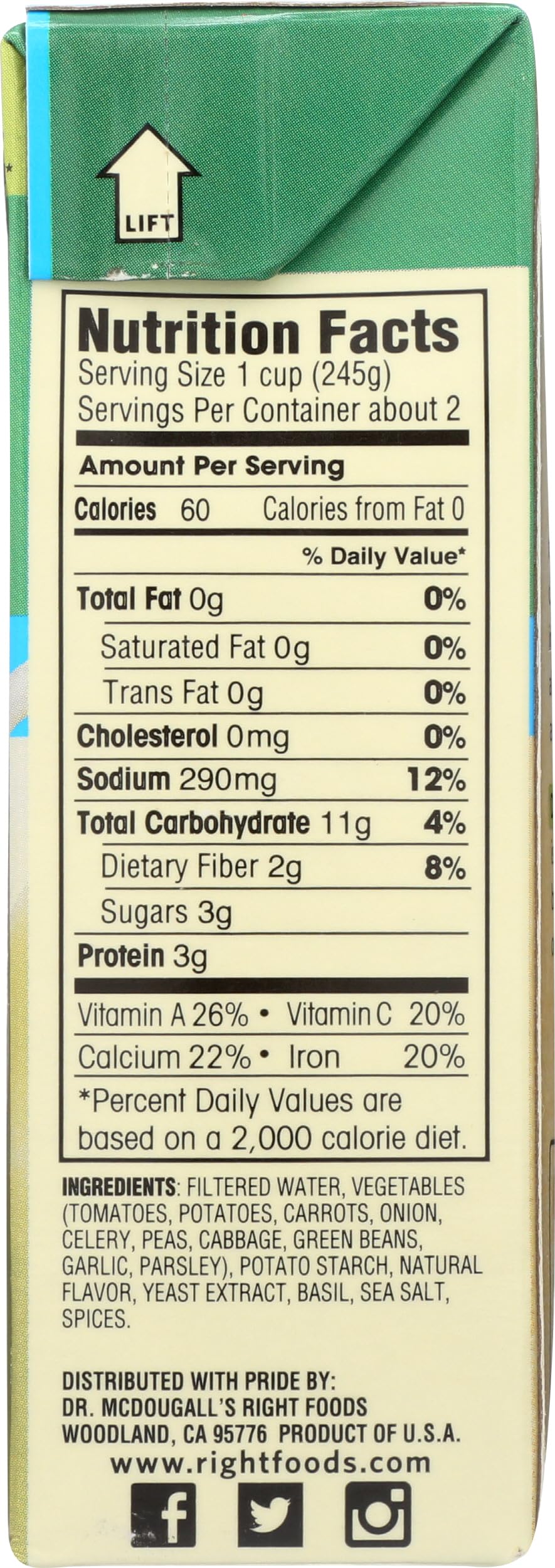 Dr Mcdougalls, Low Sodium Garden Vegetable Soup, 17.9 Ounce