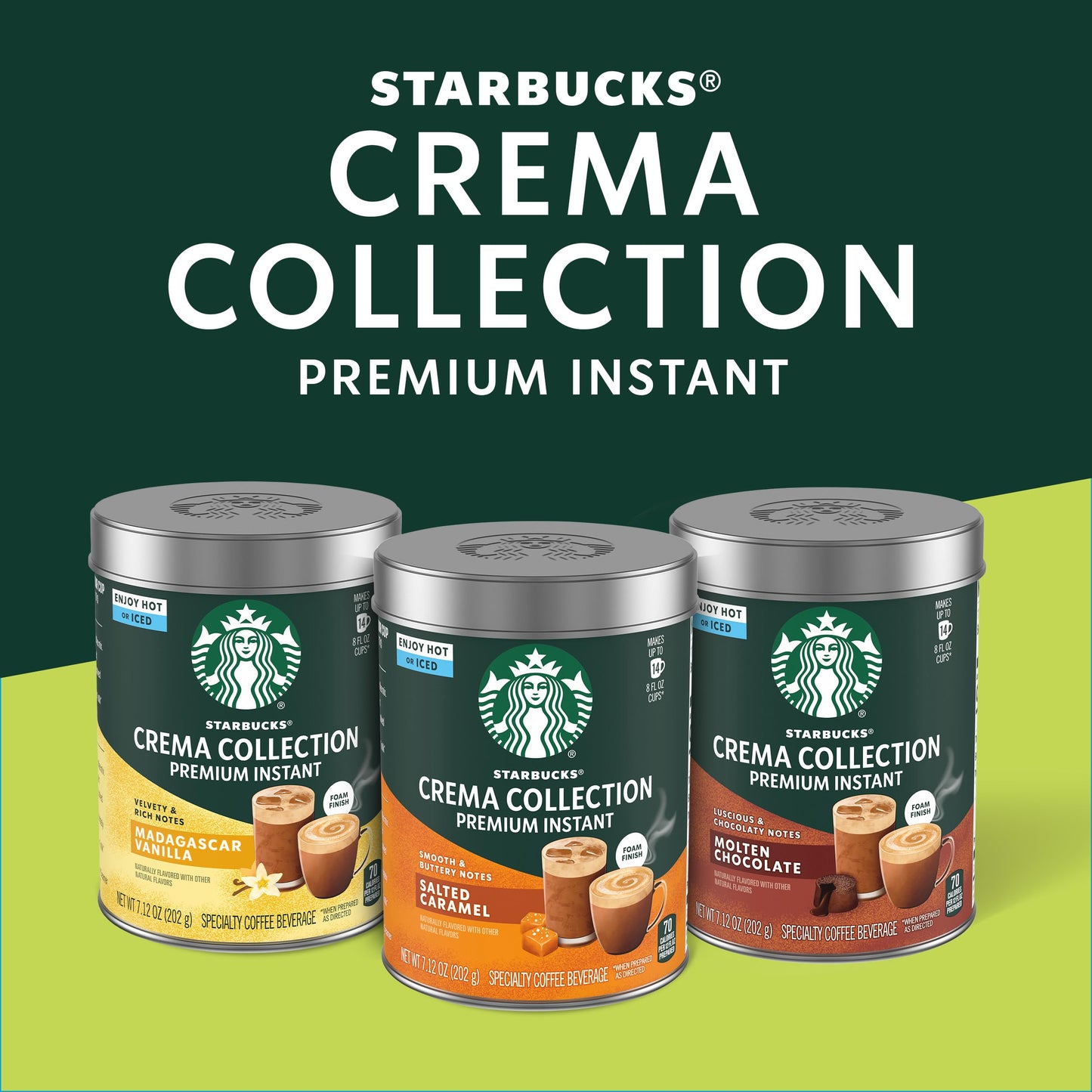 Starbucks Crema Collection Premium Instant Molten Chocolate Flavored Instant Coffee, 100% Arabica Beans, 3 Tins (7.12 Oz Each) 1.34 lb.