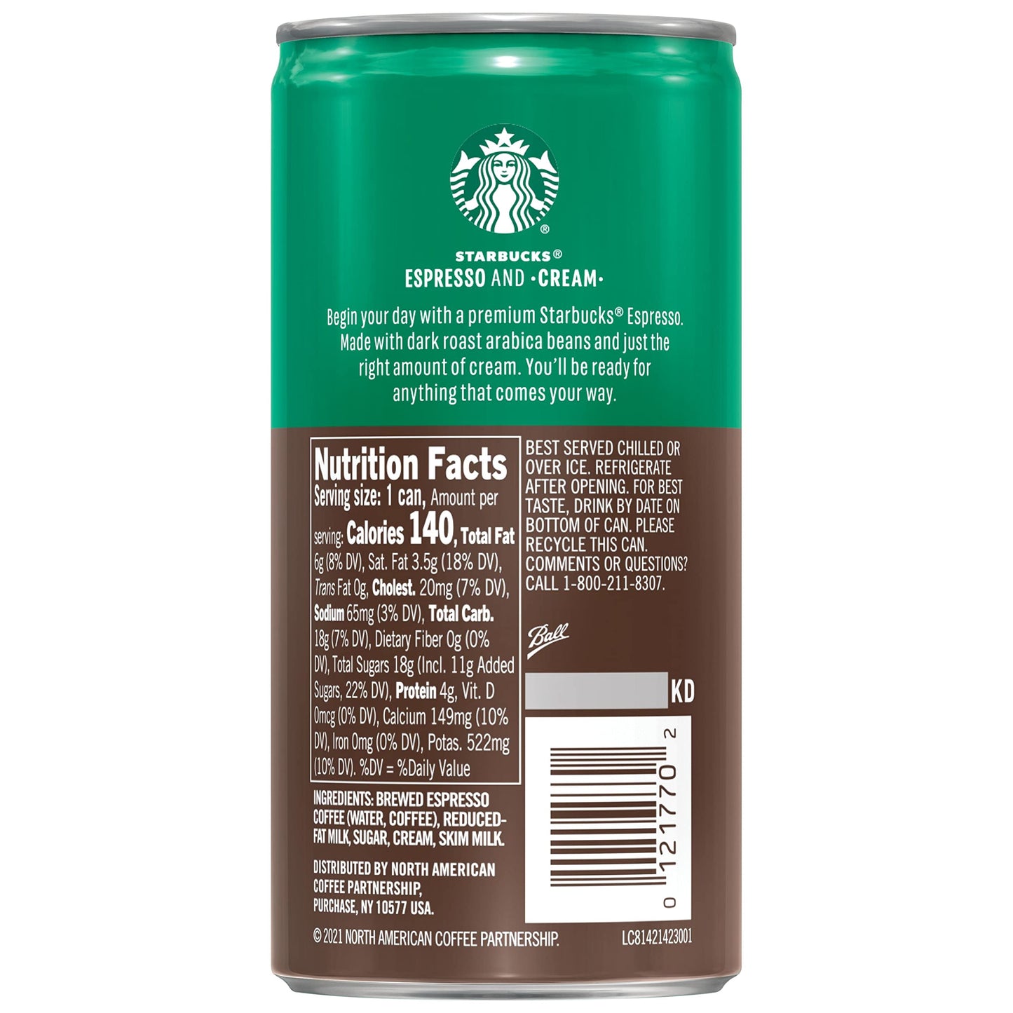 Starbucks Espresso & Cream, 6.5 Fl Oz Cans (Pack of 12)