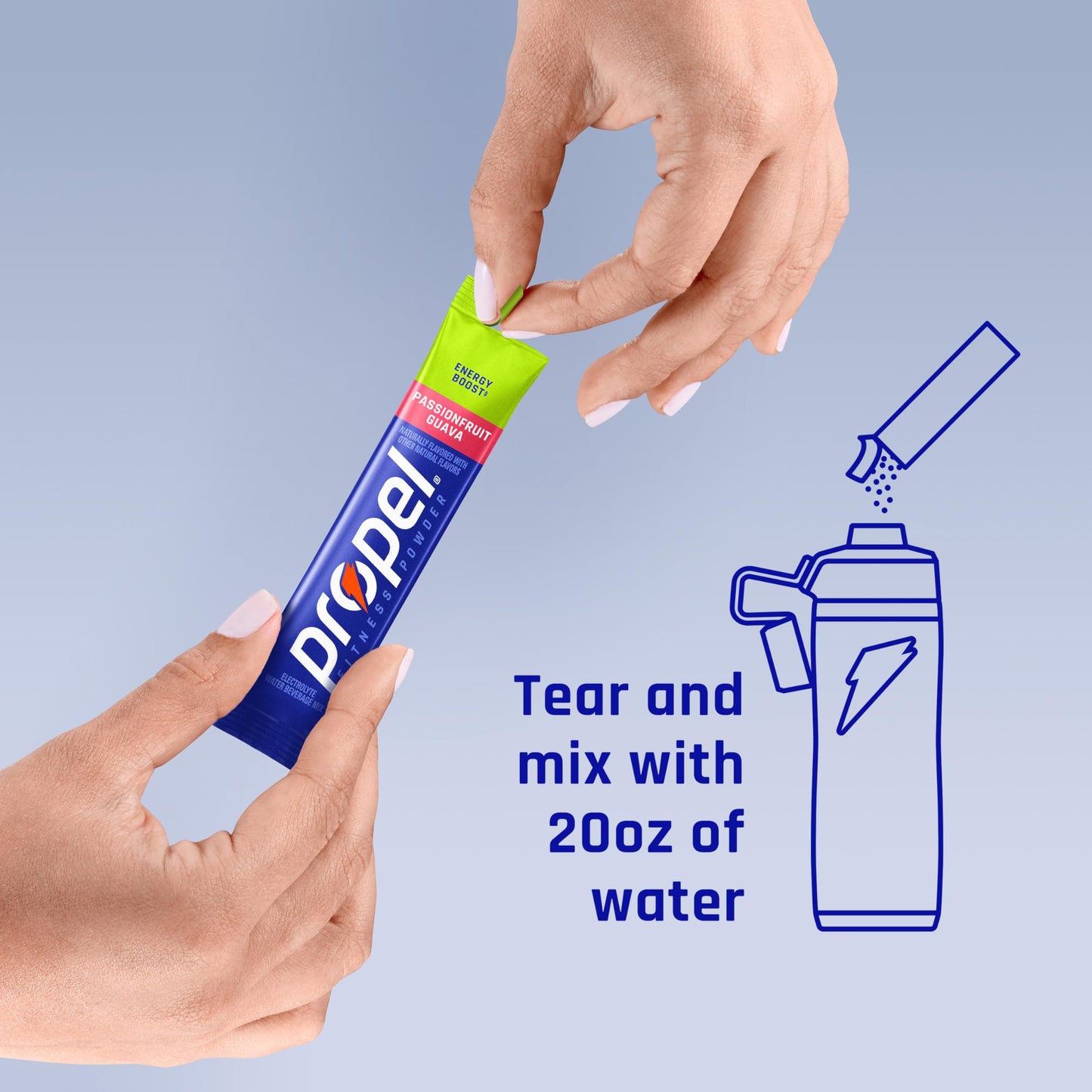 Propel Energy Boost Electrolyte Powder Drink Mix, Passionfruit Guava, (96 Servings), 118mg Caffeine, Zero Sugar, Gatorade Electrolytes, Vitamins, No Added Colors, No Artificial Flavors, Hydration