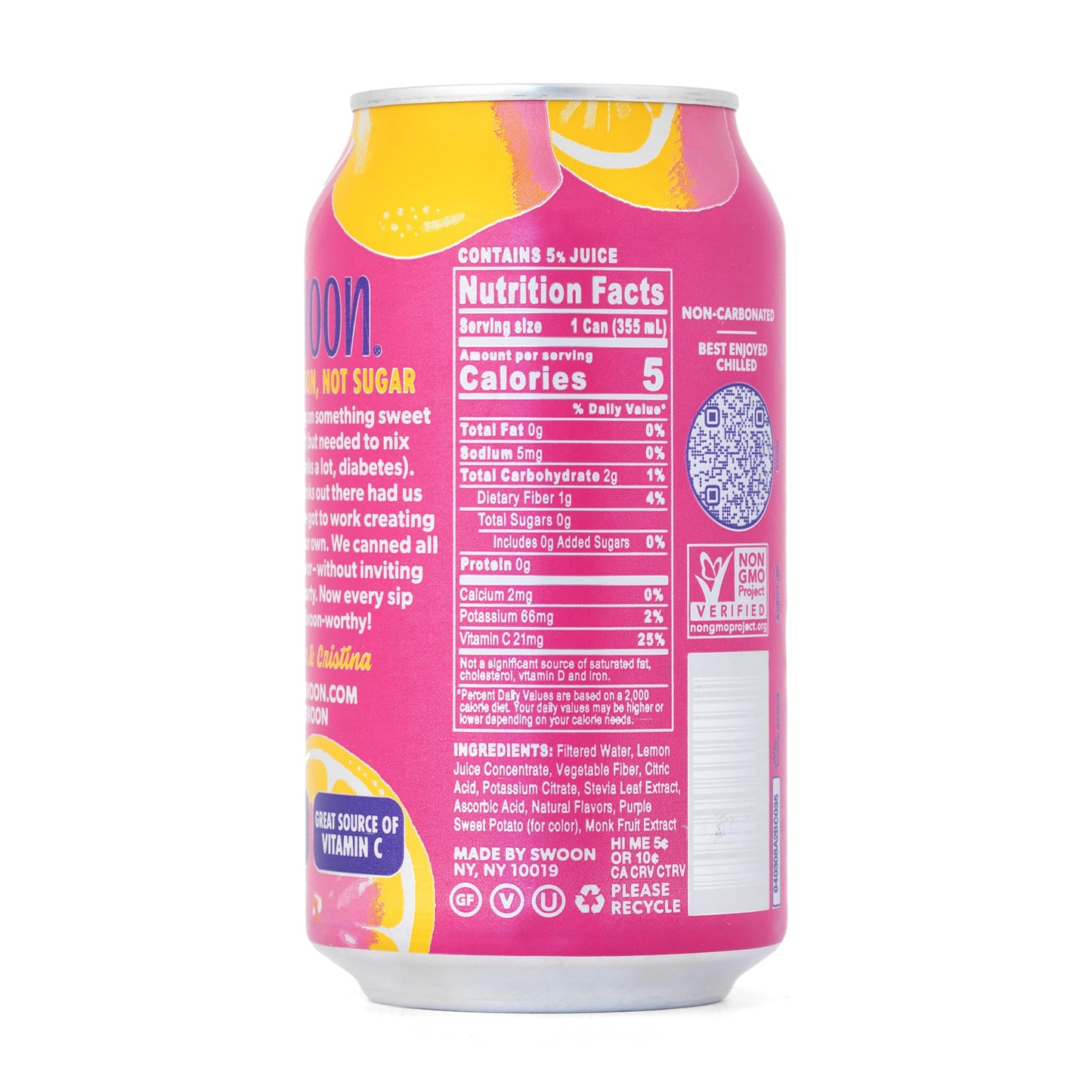 Swoon, Lemonade Pink Zero Sugar, 12 Fl Oz